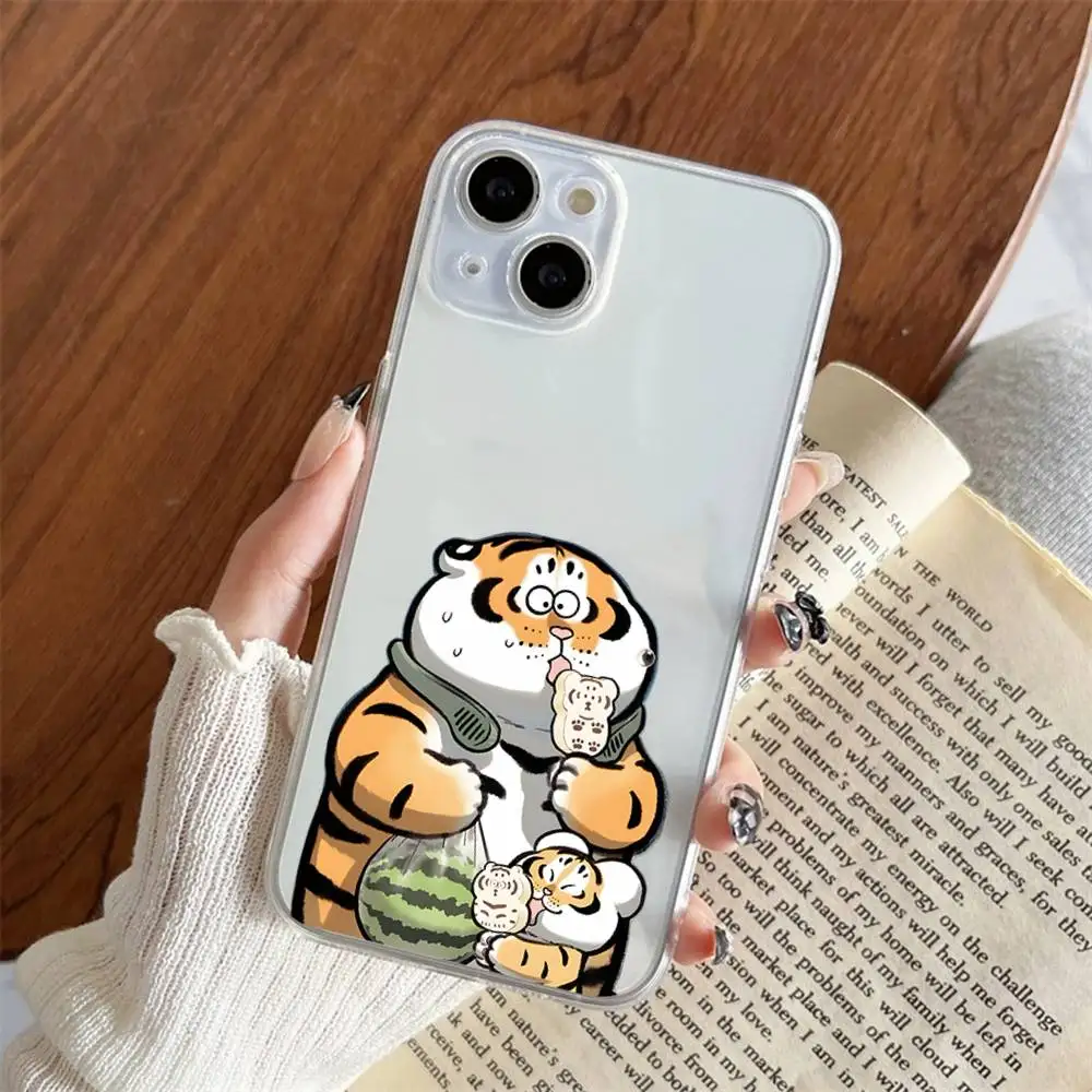 1pc Casing Ponsel Harimau Kecil Gemuk Transparan Untuk IPhone 17 16 15 14 13 12 11 PRO MAX PLUS Mini Penutup Lembut Ramah Kulit