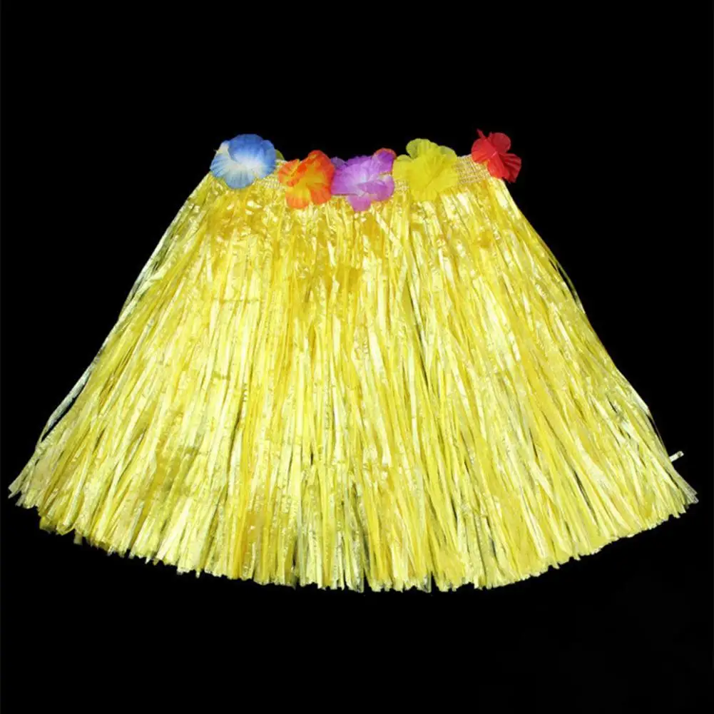 Halloween Hula Skirt Set Kids' Hula Skirt Garland Kit Hawaiian Grass Hula Skirt Set Girl Necklace Garland Bracelet for Halloween