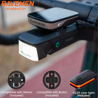 RAVEMEN Bike Light Kit FR1000 Headlight For Garmin Wahoo Bryton GPS CL01 Taillight Rechargeable Bicycle Front Rear Lights Set