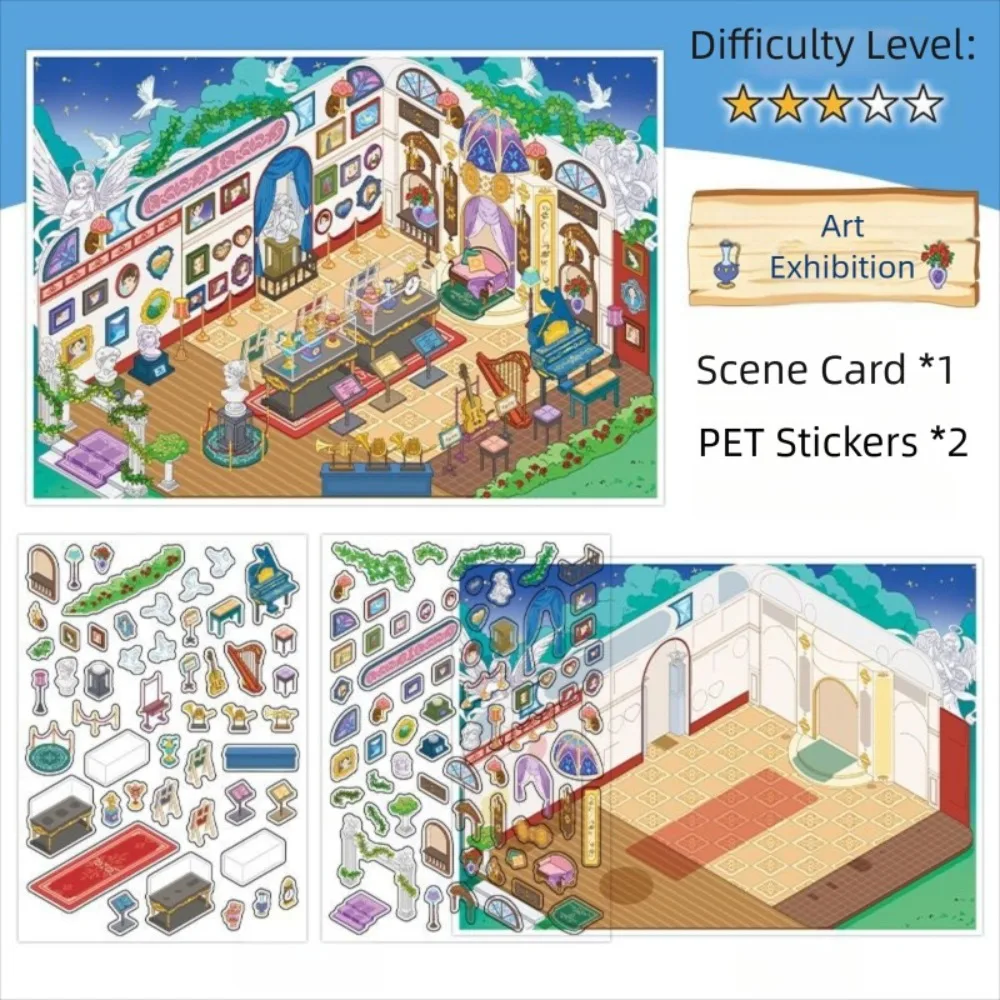 Pegatina de escena en miniatura de la serie creativa de negocios de hoy, microcosmo de vida, pegatina de paisaje DIY, libro de regalo, pegatina de escena de cabina de mascota