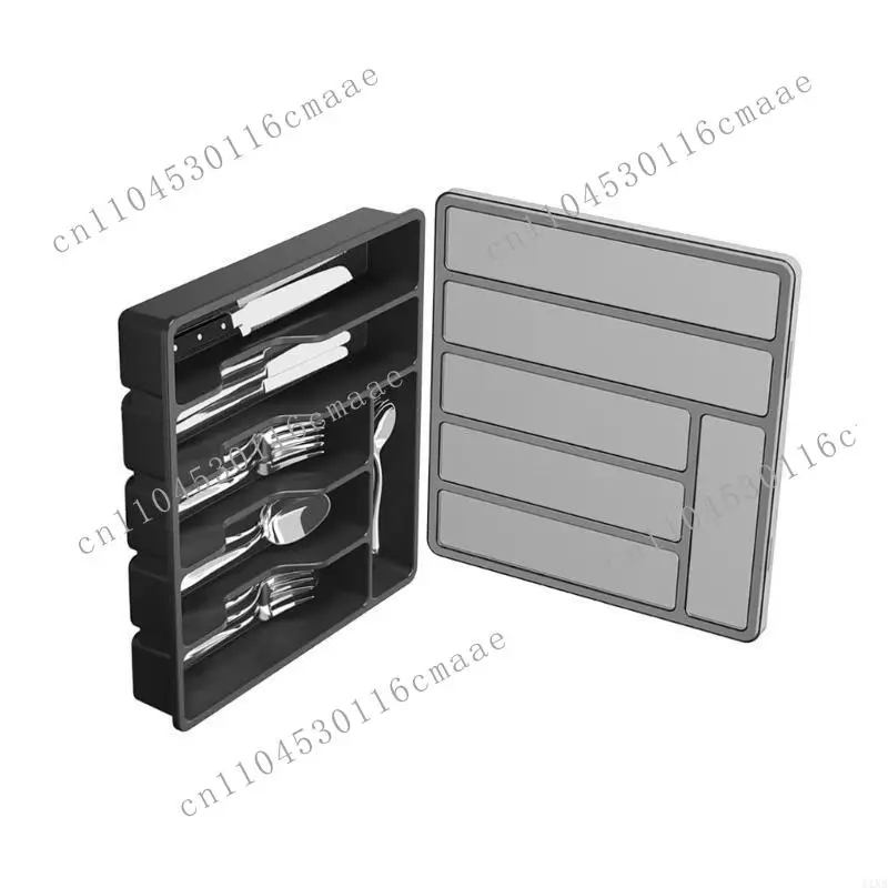 

NEW Versatile Drawer Black Kitchen Cutlery Storage Holder with Cover