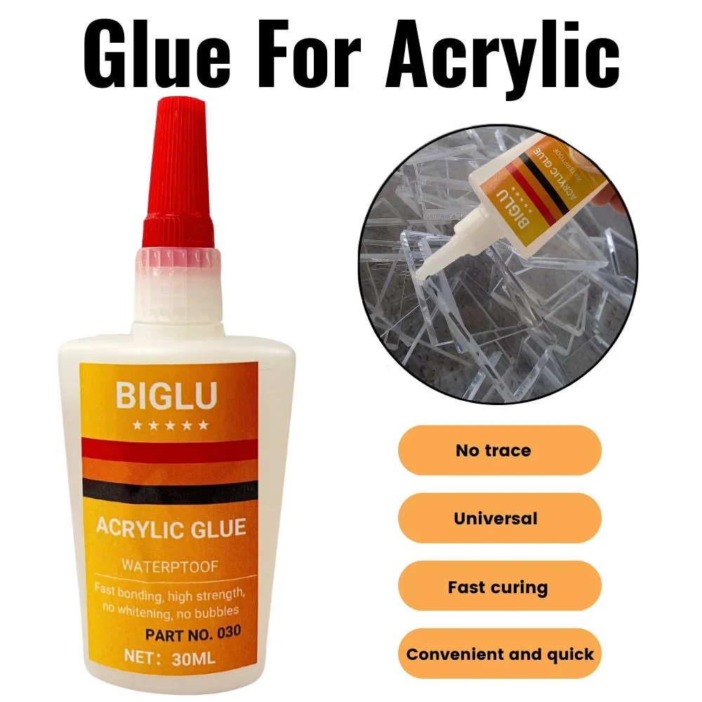 30ML Acrylic Glue Transparent Traceless Organic Glass Glue PMMA 30 Seconds Quick Drying Adhesive