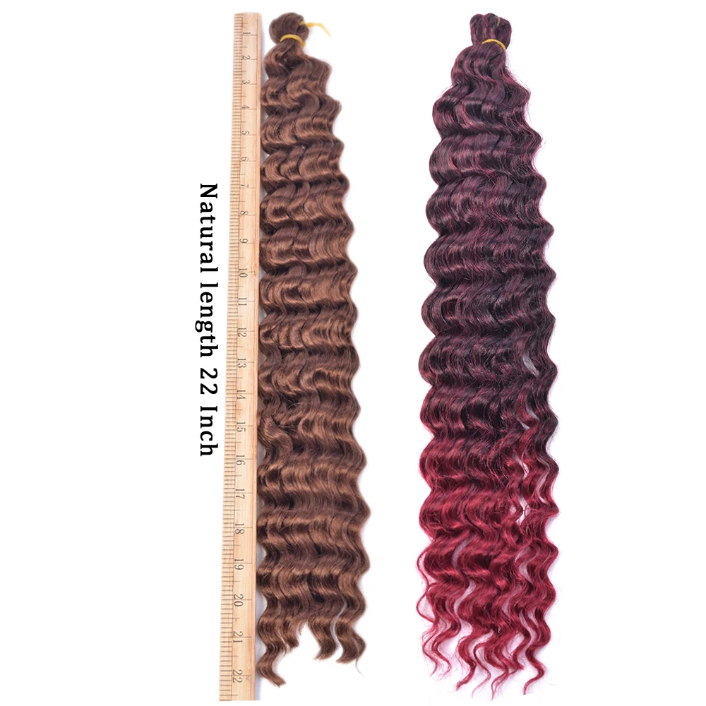 Synthetic Deep Wave Twist Crochet Hair Natural Afro Curls Crochet Braids Ombre Braiding Hair 22 Inch Extensions For Women