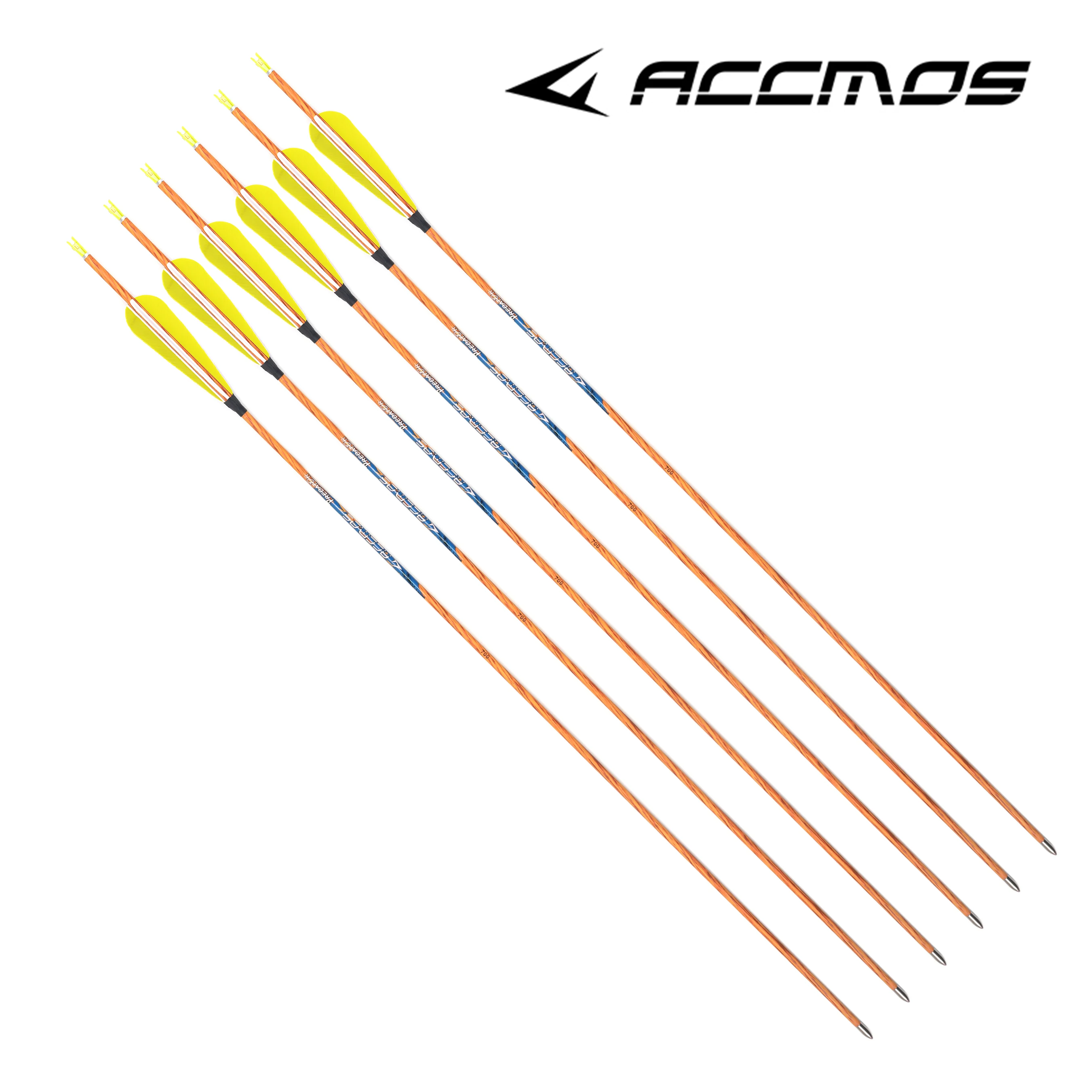 Wooden Arrows for Archery Recurve Bow, Self L Nock Target Arows, Handmade Feathers, ID4.2 Spine600, 700, 800, 12 Pcs