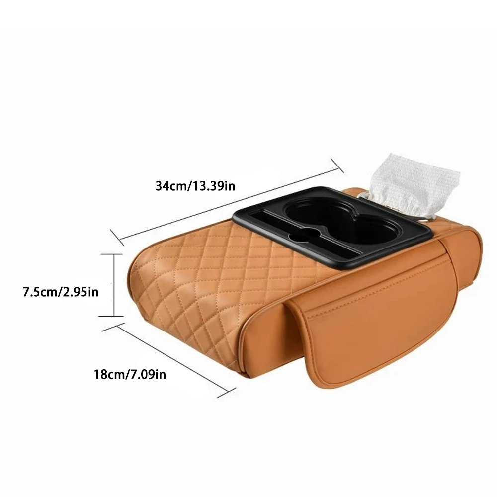 1PC Car Armrest Box Pad, Height Pad, Beverage Cup Holder, Multifunctional Storage, universal Central Armrest Pillowcase