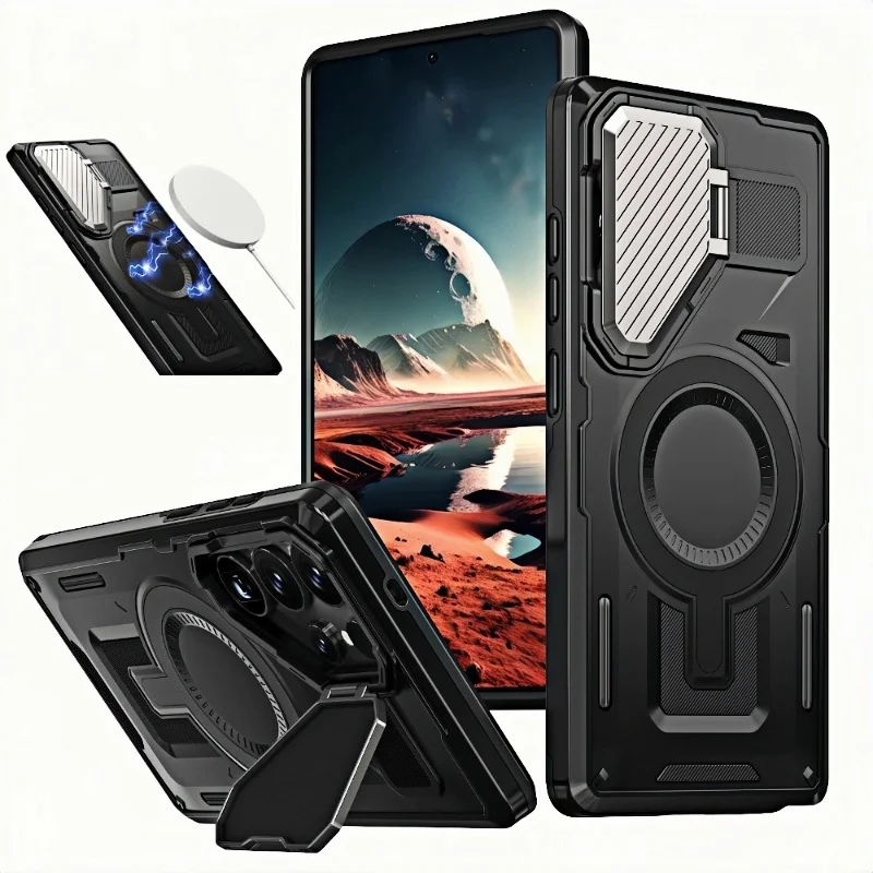 

Роскошный магнитный чехол для беспроводной зарядки Magsafe для Samsung Galaxy S25 Plus Ultra Finger Ring Holder Case