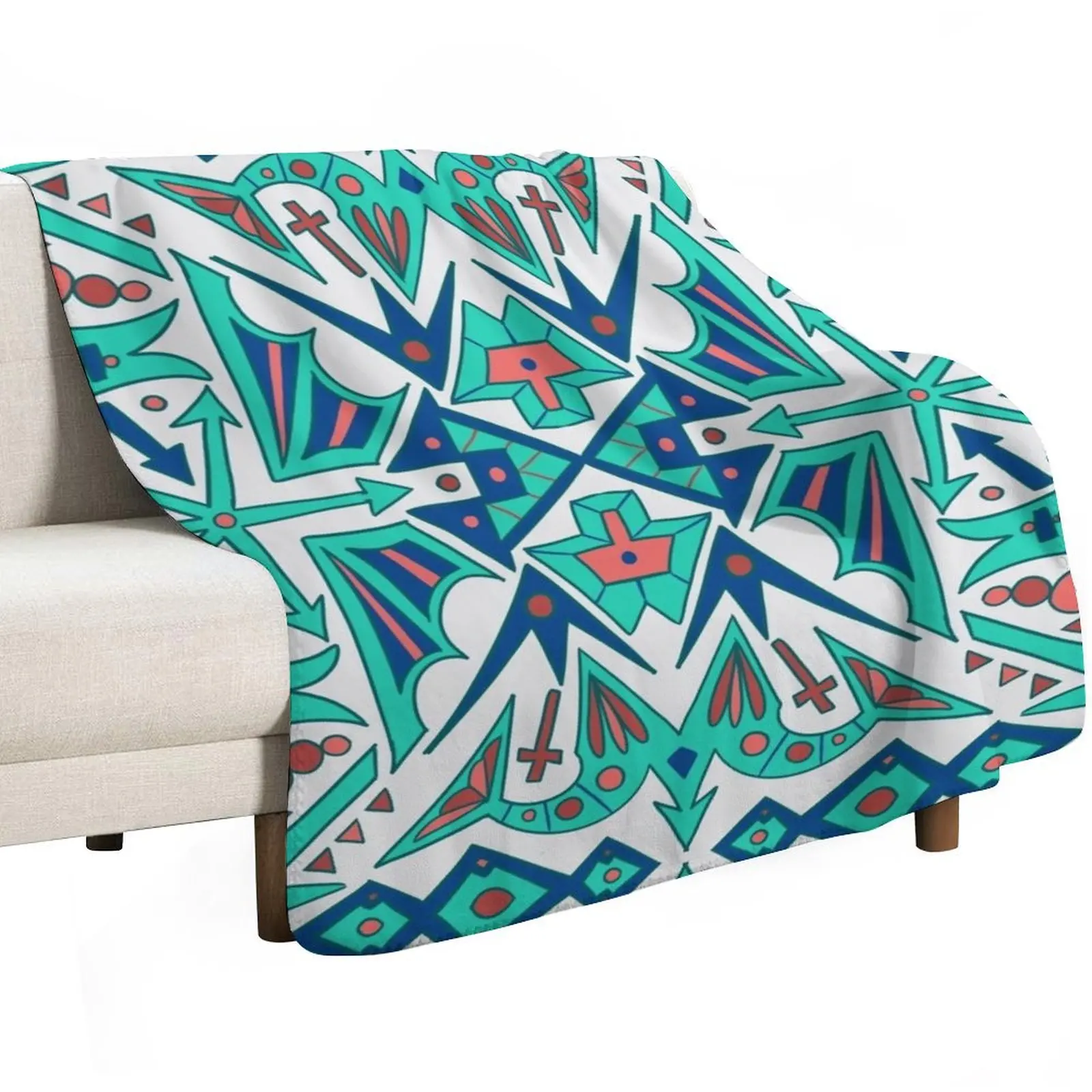 Turkish Inspired Tile Design #14 Throw Blanket Large Flannel Fabric Plaid on the sofa blankets and throws Hair Nap Blankets