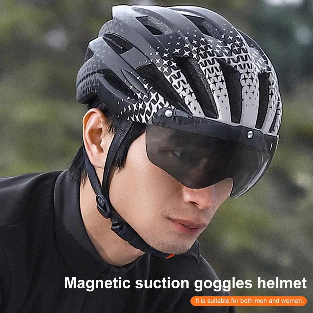 Cycling Hat Helmet  Hard Impact Resistance Detachable Lens  Star Print Fasten Strap Men Helmet Riding Stuff