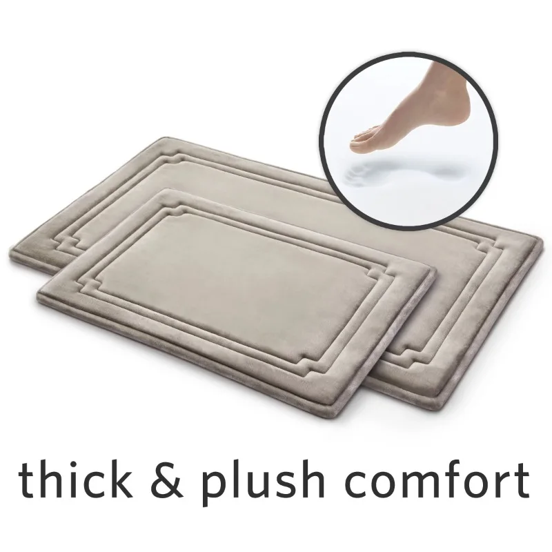 

Thick & Plush 2-Piece Bath Rug Set, Taupe, Charcoal Infused Memory Foam