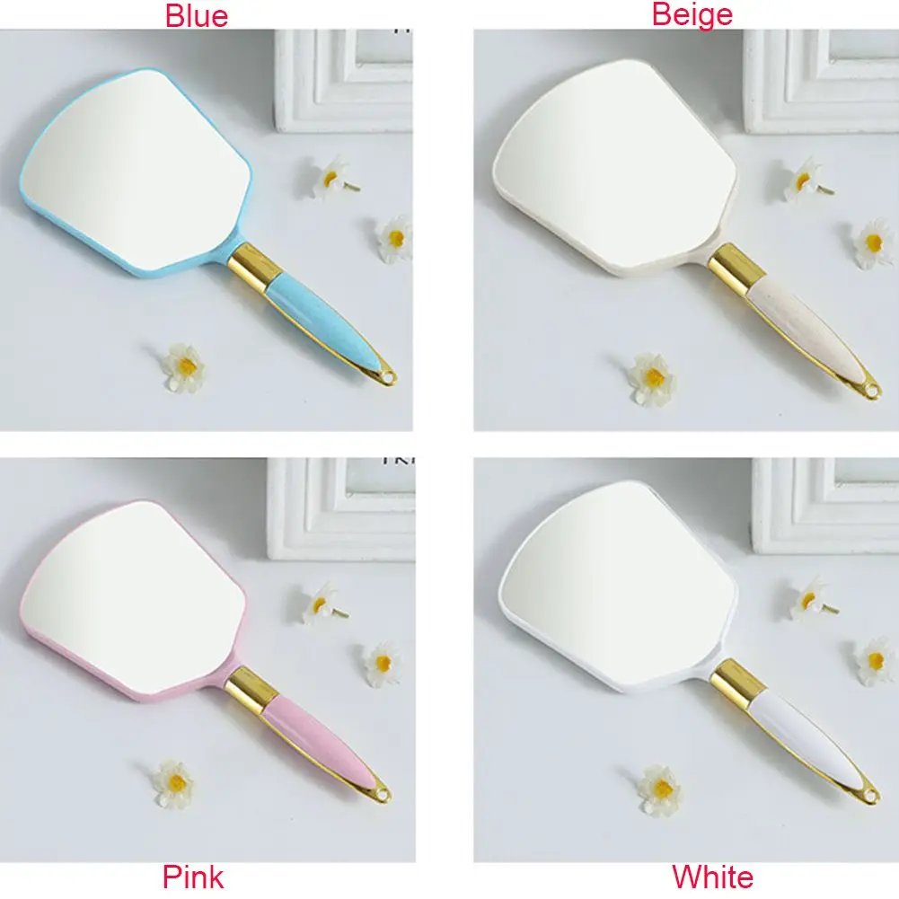 Espelho de maquiagem portátil vintage, espelho de vaidade de alta definição com alça, espelho de mão, spa, salão de beleza, espelho compacto cosmético para mulheres