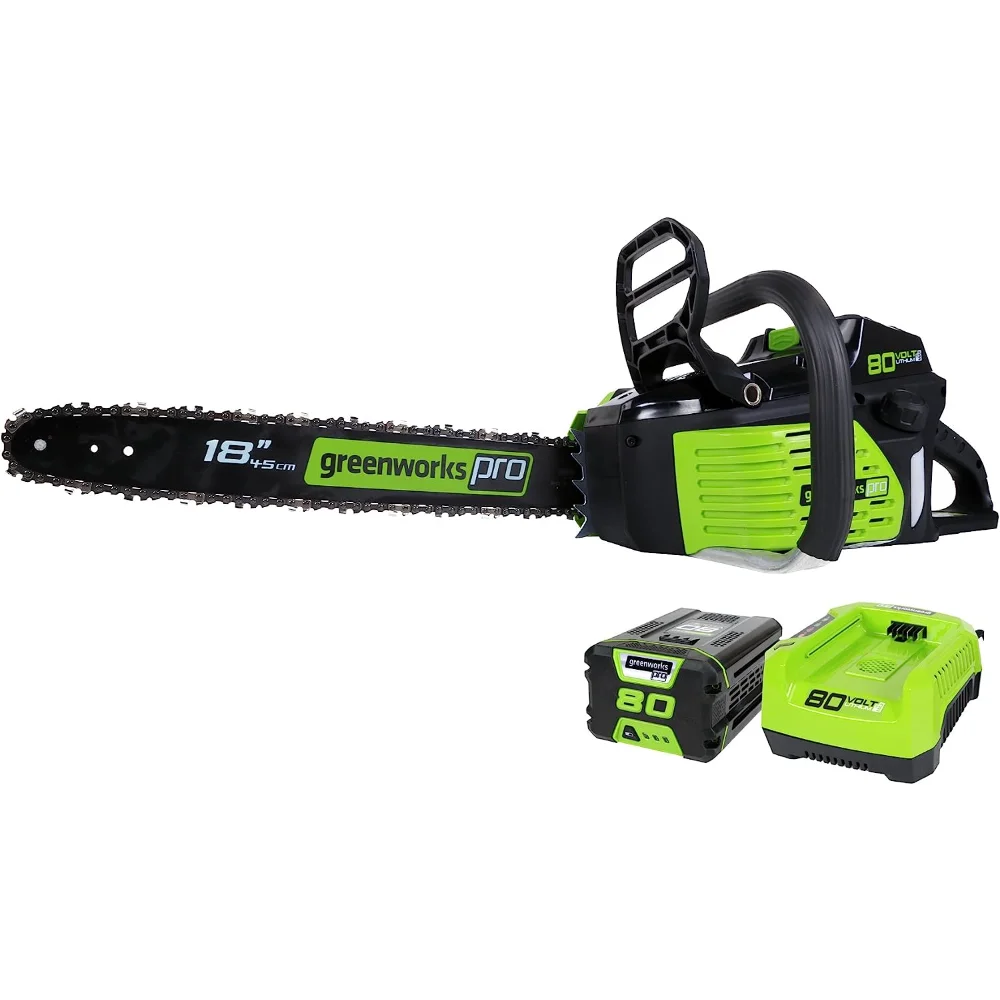 

Greenworks 80V 18" Brushless Cordless Chainsaw (Great For Tree Felling, Limbing, Pruning, and Firewood) / 75+ Compatible Tools)