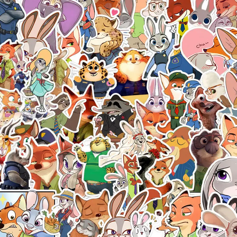 

Набор из 50 листов: наклейки «Зоотопия» (аниме, для чашек, канцелярских принадлежностей, скейтбордов, багажа), мультяшные стикеры, подарок на день рождения для мальчиков и девочек