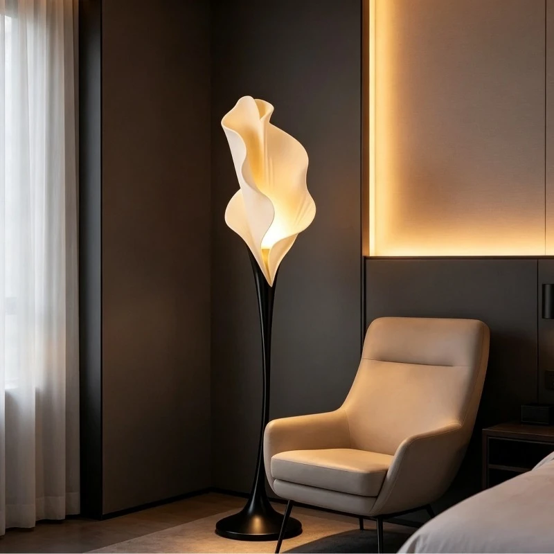 Simple light luxury flower art bedroom bedside floor lamp sofa