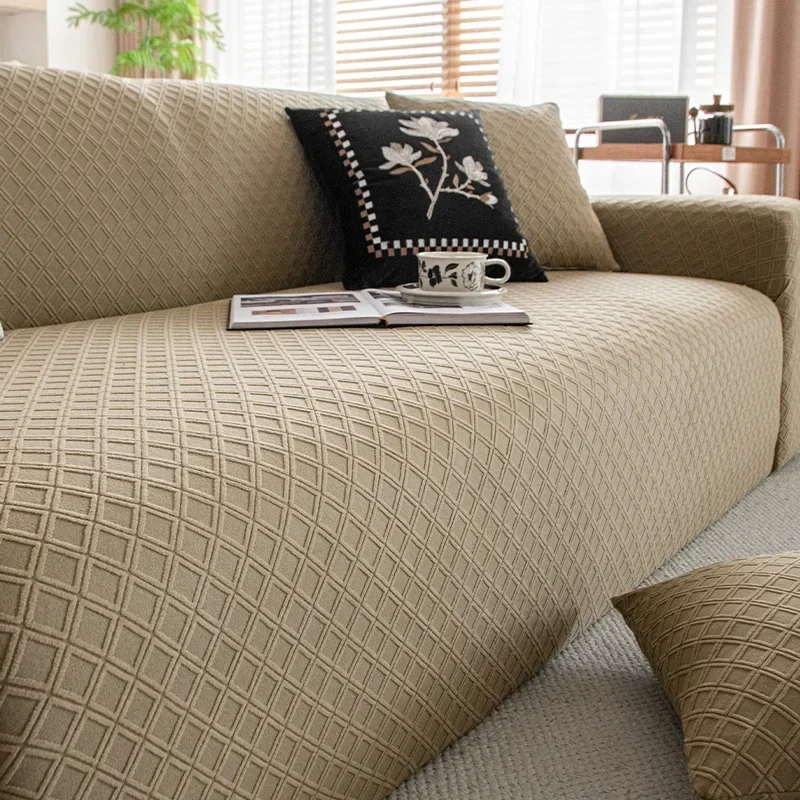 High Elastic Solid Rhombic Lattice Sofa Cover Soft Stretch Couch Covers for All Seasons Easy-Care Furniture Protection Slipcover