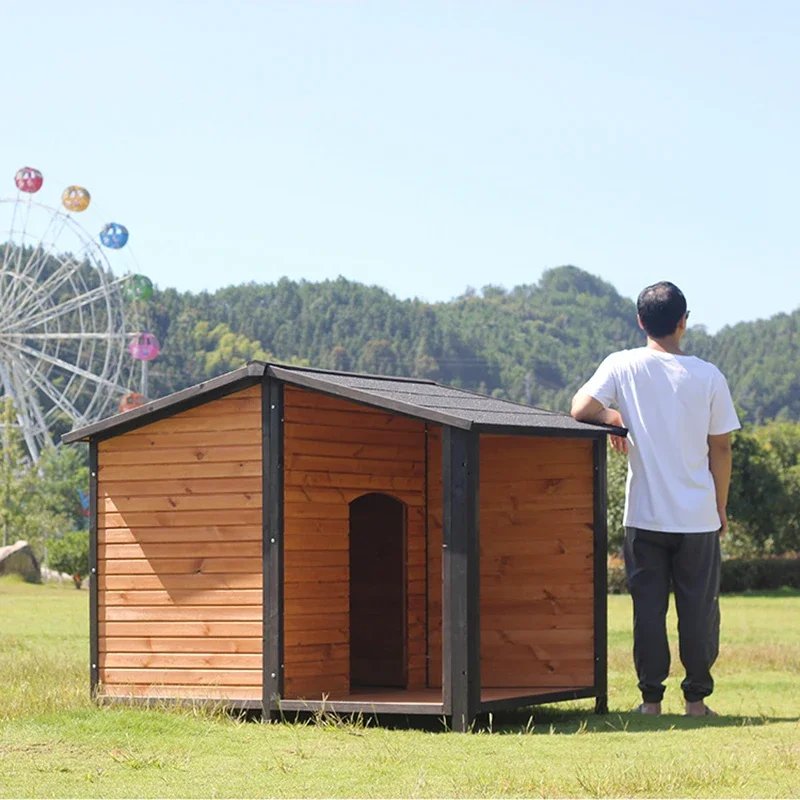 Large Outdoor Wooden Shelter for Dogs Cats Pets Insulated and Water-Resistant Sustainable Material for Backyard Use