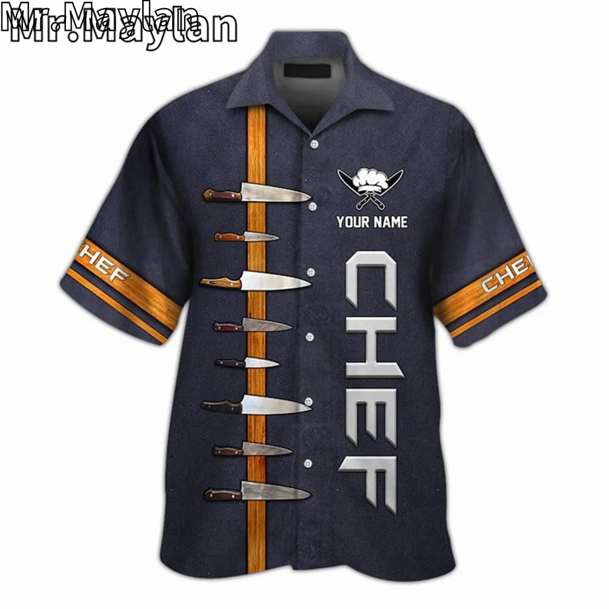 CUSTOM NAME CHEF UNIFORM CHEF KNIVES 3D Hawaii Shirt Men Summer Short Sleeve Tee Men Shirts 2024 Oversized 5XL Chemise Homme -99