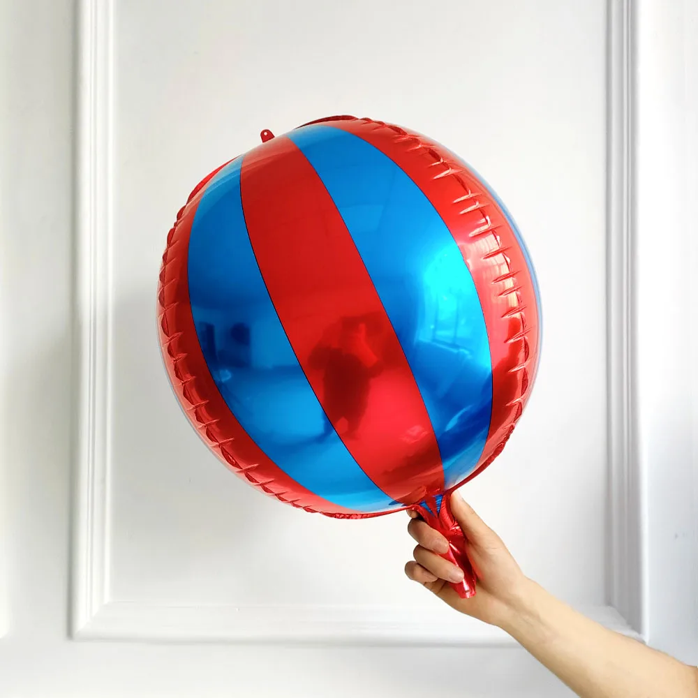 Mix 5Pcs Clown Balloons Carnival Circus Theme Decorations Happy Birthday Party Decoration 4D Red Blue Stripe Foil Helium Balloon