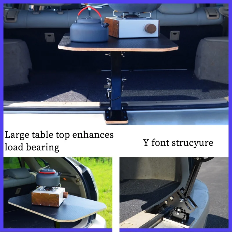 Car Trunk Table Metal Camping Picnic Car Trunk Simple Dining Table Portable Buckle Suitable For SUV Trunk Car Camping Equipment