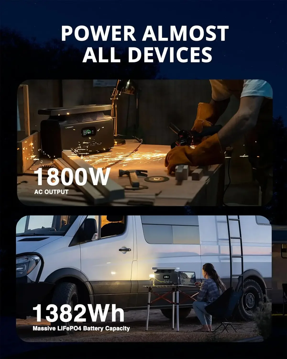 [XMSJ-Estoque limitado, compre agora! ] Estação de energia portátil Infinity 1300, gerador solar elétrico de 1800 W, bateria LiFePO4 de 138 Wh, 14 Ou