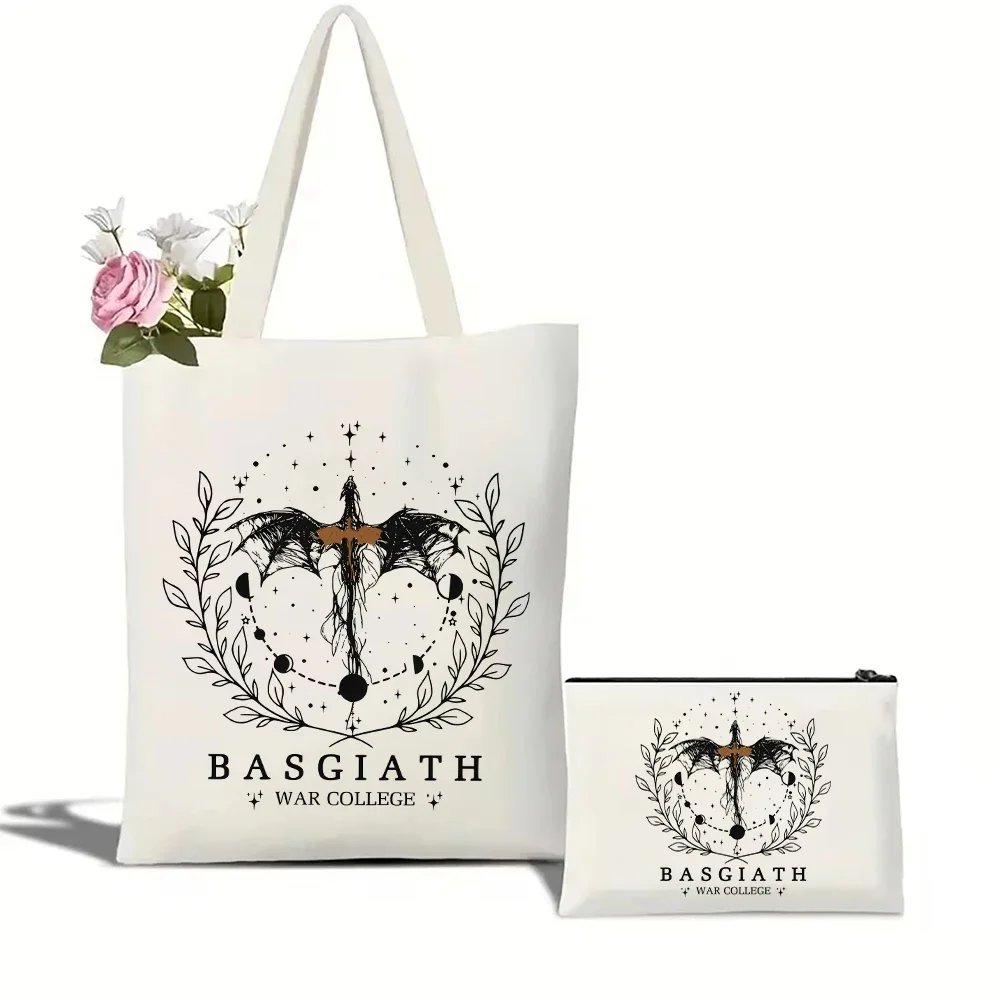 

Basgiath War College Tote Bag Canvas Shoulder Bags Foldable Large Capacity Shopper Handbag Boutique Canvas Bag