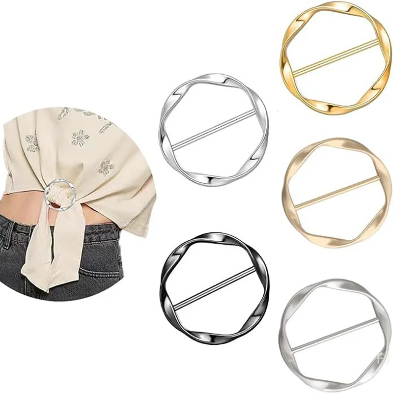 

[YU] 5/6 шт. спиральный круг из цинкового сплава, металлическая круглая трехскоростная завязанная пряжка для шелкового шарфа в европейском и американском стиле