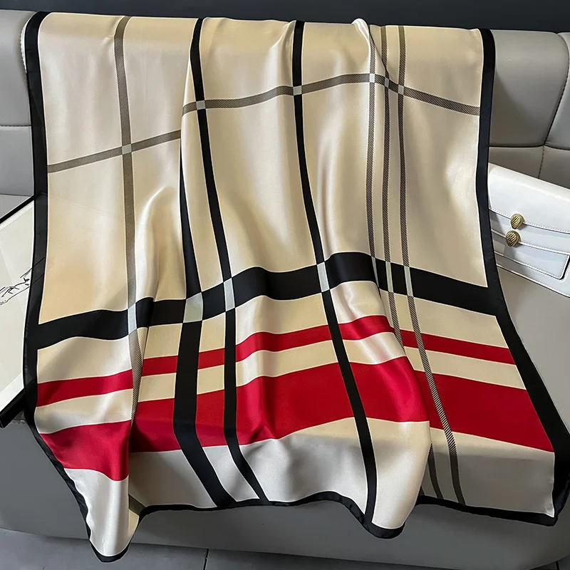 デザインサテンシルクショールヒジャブスカーフ女性ファッション夏の日焼け止めビーチストールラップブファンダ女性ヘッドカチーフエシャルプ新