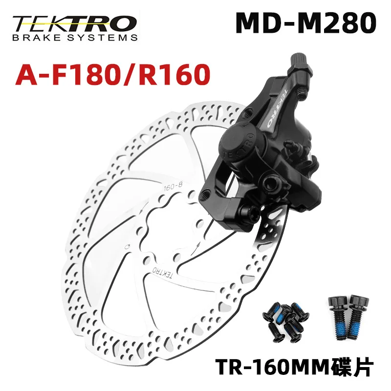 Tektro MD-M280 Mountain Bike Disc Brakes TR160-24 160MM Rotor Wire-controlled Mechanical Caliper Front/Rear Aluminum Alloy Brake