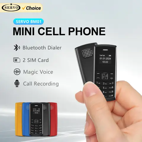 SERVO BM01 울트라 미니 휴대폰, 2 SIM 카드 무선 다이얼러, 매직 보이스 블루투스 동기화 블랙리스트, 2G 컴팩트 단추 휴대폰