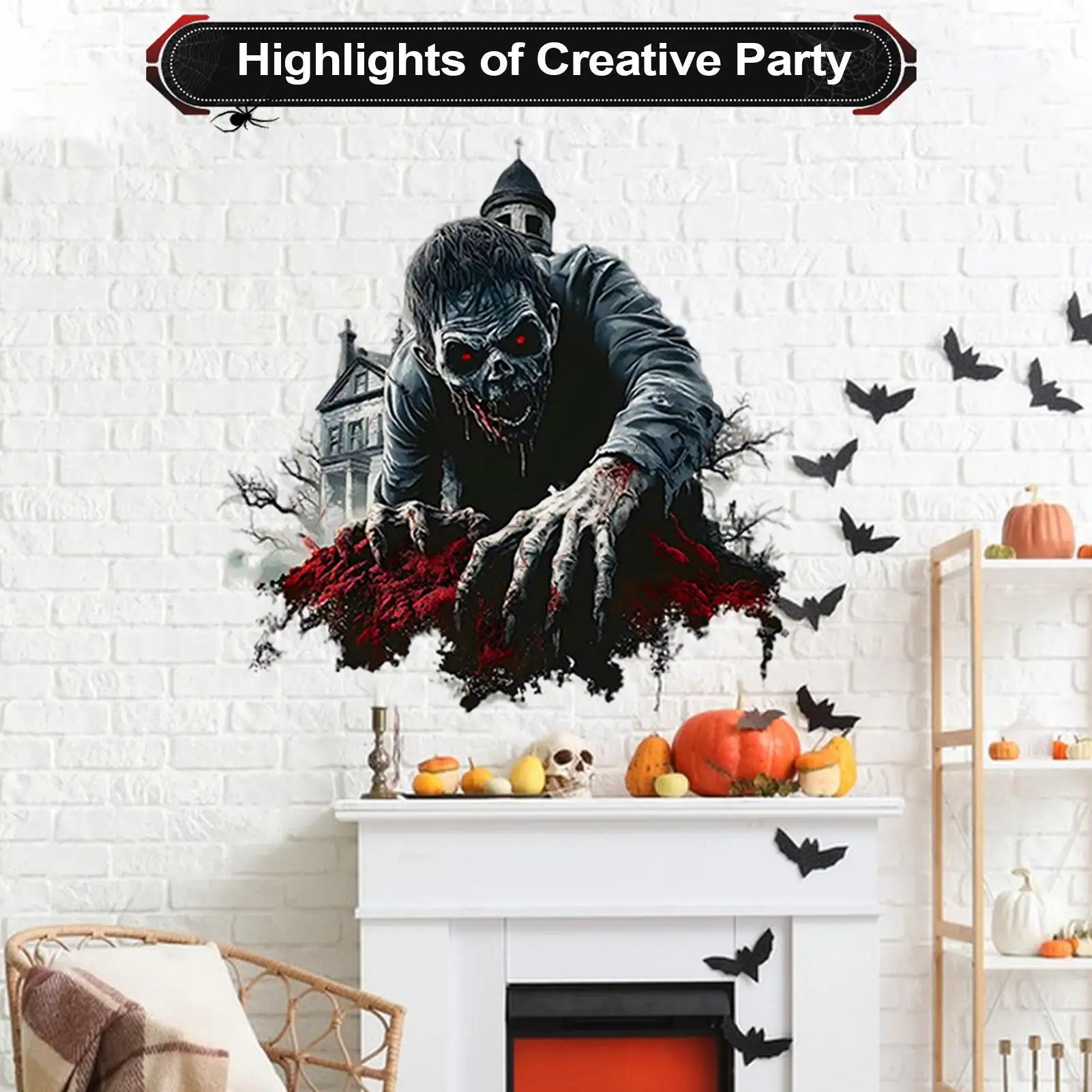 

3D Floor Stickers Halloween Floor Sticker 3D Horror Hand Decal Home Decoration For Indoor Outdoor Holiday Gathering Bathroom
