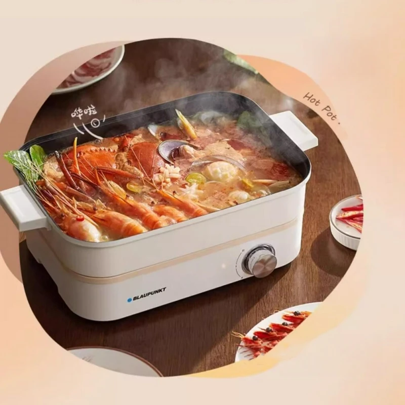 BLAUPUNKT 220V Split Double-flavour Electric Hot Pot Household 6L Multifunction Electric Pot 1800W Steam Cooker One Pot