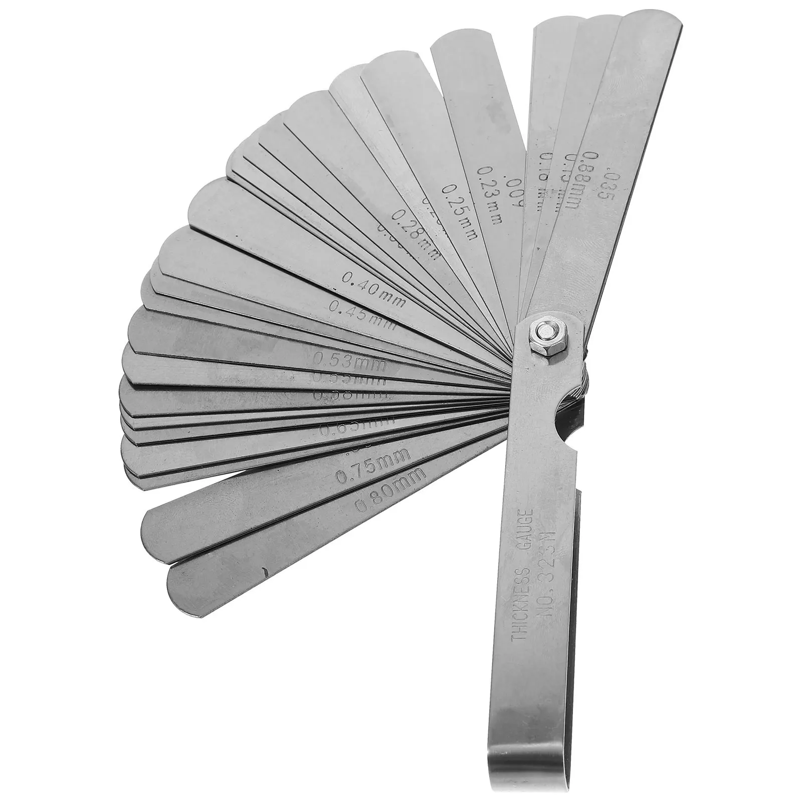 Imagen 4: 1 Juego de medidor de espesor de acero inoxidable, herramienta de medición de espacio de válvula Imperial métrica de doble marca para motor de guitarra