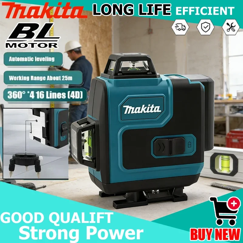 

Лазерный нивелир Makita 16 линий, высокоточный, 360°, горизонтальный и вертикальный, с зеленым лучом, настенный, портативный инструмент