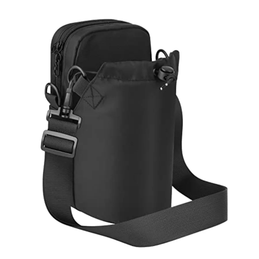 Water Bottle Bag Crossbody Bottle Holder Carrier Case Bag Bottle Sling Bag Pouch with Adjustable Shoulder Strap and Pocket, Fit