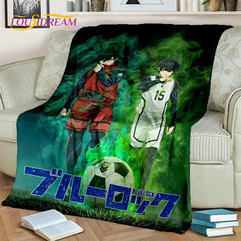 3D Blue Lock Cartoon Football Anime Blanket,Soft Throw Blanket for Home Bedroom Bed Sofa Picnic Travel Office Cover Blanket Kids