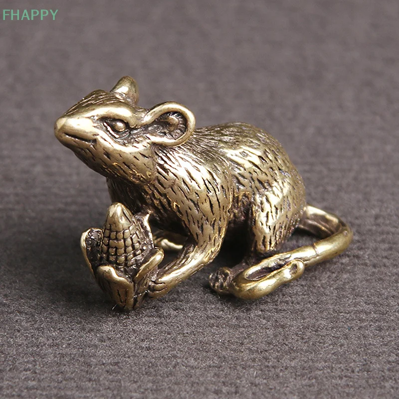 Topi animali in ottone amore figurine di riso ciondoli portachiavi per auto gioielli portachiavi fai da te accessori appesi portachiavi carino ratto regali