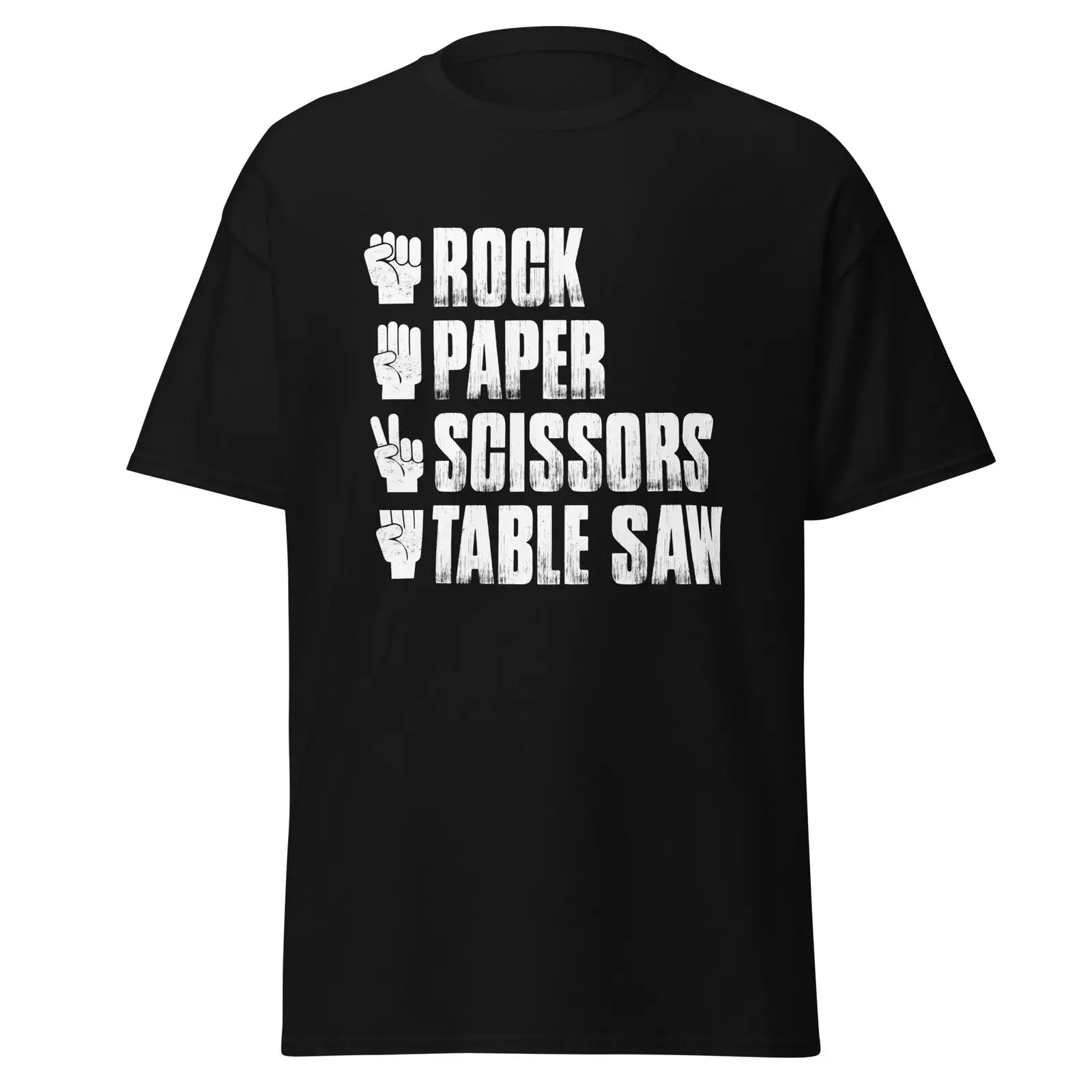 Carpenter Woodworker Funny Shirt Rock Paper Scissors Table Saw Amputated Fingers