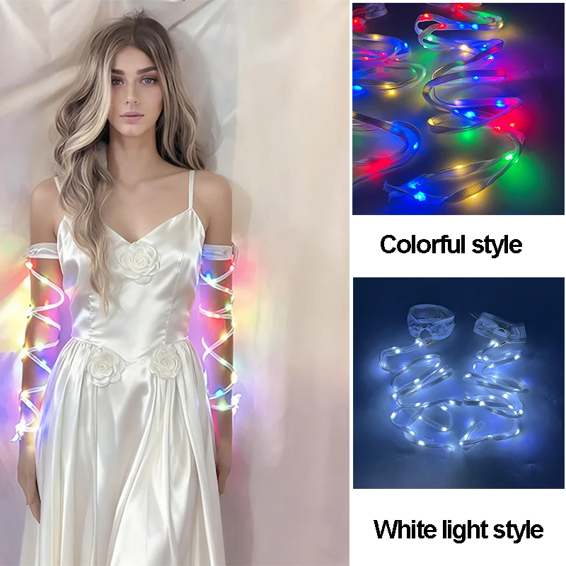 

Attractive Costumes Accessory Arms Legs Thigh Straps White Colorful Glowing Straps For Choice Girls Women Dance Bar Night Props