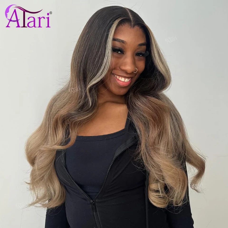 

13x4 Lace Front Highlight 27 Ombre Blonde Body Wave Wigs 180 Density 13x6 Transparent Lace Frontal Human Hair Wigs Pre Plucked