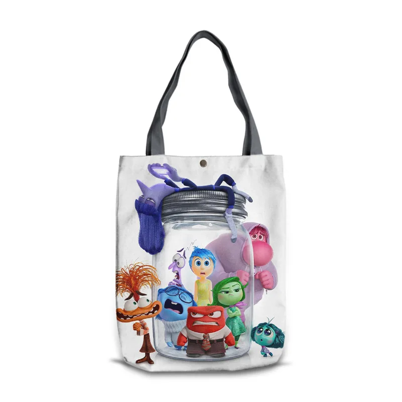 Disney Inside Out 2 Emotion Peripheral Shoulder Reusable Canvas Bag Casual Shopping Bags School Supplies Movie Merchandise