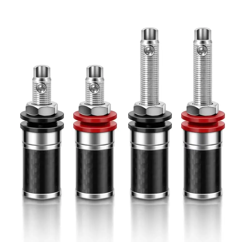 4Pcs Carbon Fiber Terminal Binding Post Gold/Rhodium Plated Banana Jack Connector CF45G/R AMP Banana Plug Socket Terminal