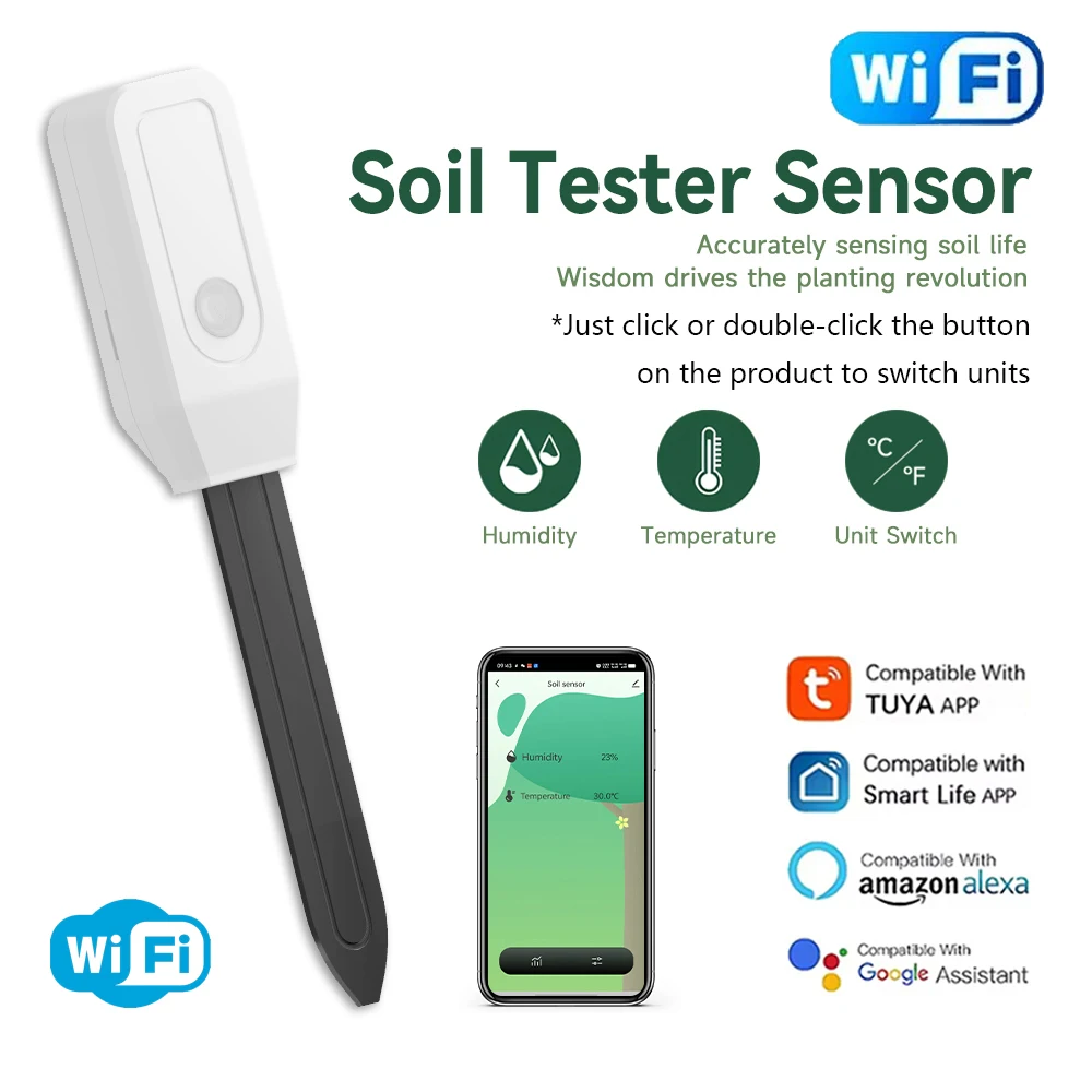 Tuya Smart WiFi тестер почвы измеритель температуры и влажности термогигрометр садовая автоматизация детектор орошения приложение SmartLife