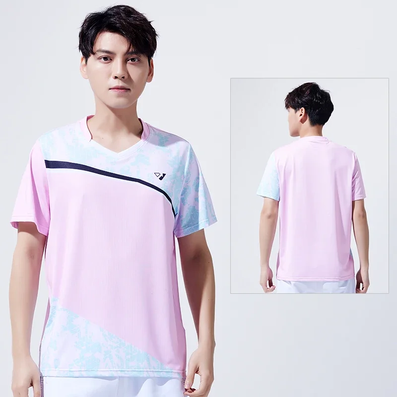 Maillot de badminton à manches courtes pour hommes et femmes, séchage rapide, uniforme d'entraînement sportif respirant, personnalisé pour la compétition, nouveau