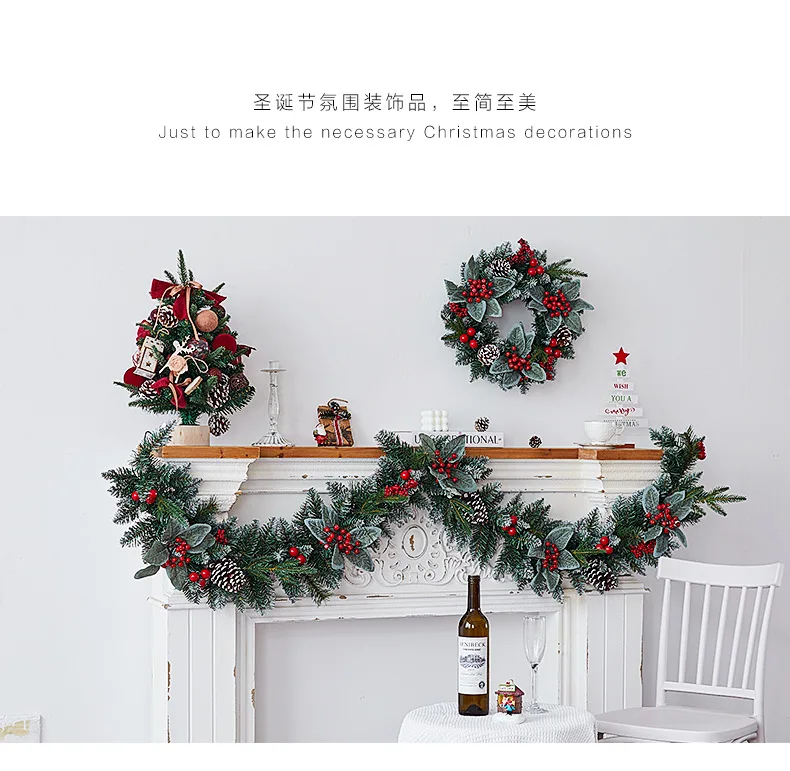 منتج جديد محاكاة عيد الميلاد الروطان زهرة مشهد حفلة الديكور الروطان الفاكهة الحمراء الأمريكية