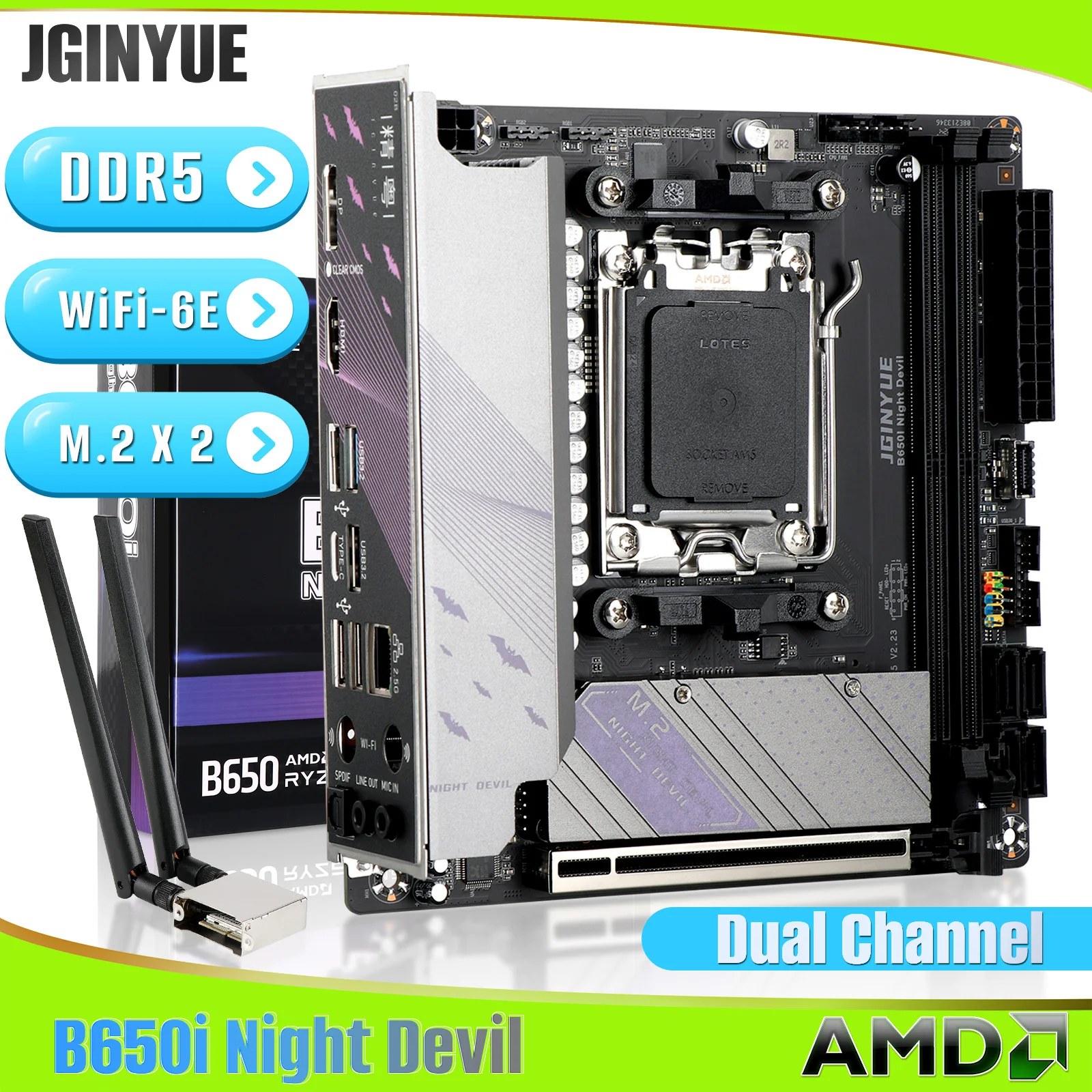 

B650i Motherboard ITX Supports AMD Ryzen 7000/8000/9000 Series CPU Socket AM5 DDR5 RAM Pcie4.0 M.2 ARGB with wifi WIFI6E