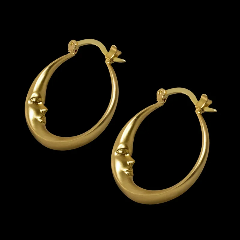 Zarte Gold Farbe Frauen Hoop Ohrringe Vintage Metall Carving Gesicht Persönlichkeit Ohrringe Schmuck