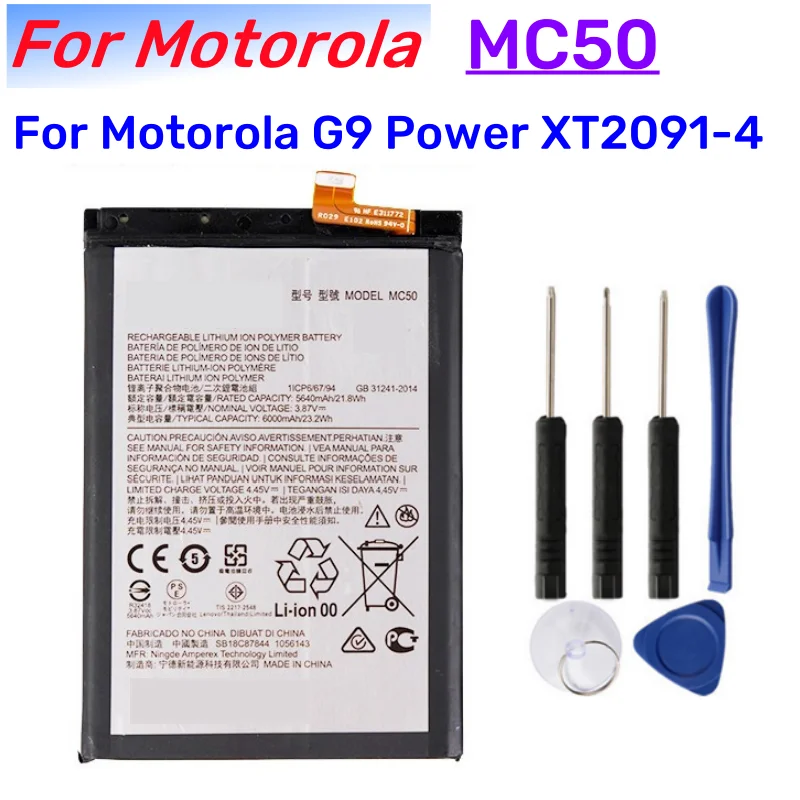 Original MC50 6000mAh Battery For Motorola G40 FUSION G9 Power XT2091-4 Phone Batteries+free tools