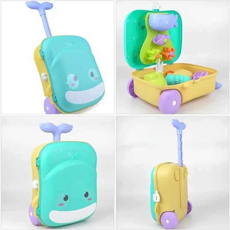 ของเล่นชายหาดสําหรับเด็กวัยหัดเดิน ชุดของเล่นทรายสําหรับเด็กวัยหัดเดินพร้อมล้อน้ํา แม่พิมพ์สัตว์ บัวรดน้ํา ตักทรายในกรณีน่ารัก การเดินทางช่วงฤดูร้อน