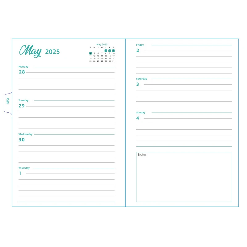 Flower Pattern 2025 Plan Calendar Diary Coil Notebook A5 Weekly Notebook Planners Budget Planner 140 Pages Book (2025.1-2025.12)