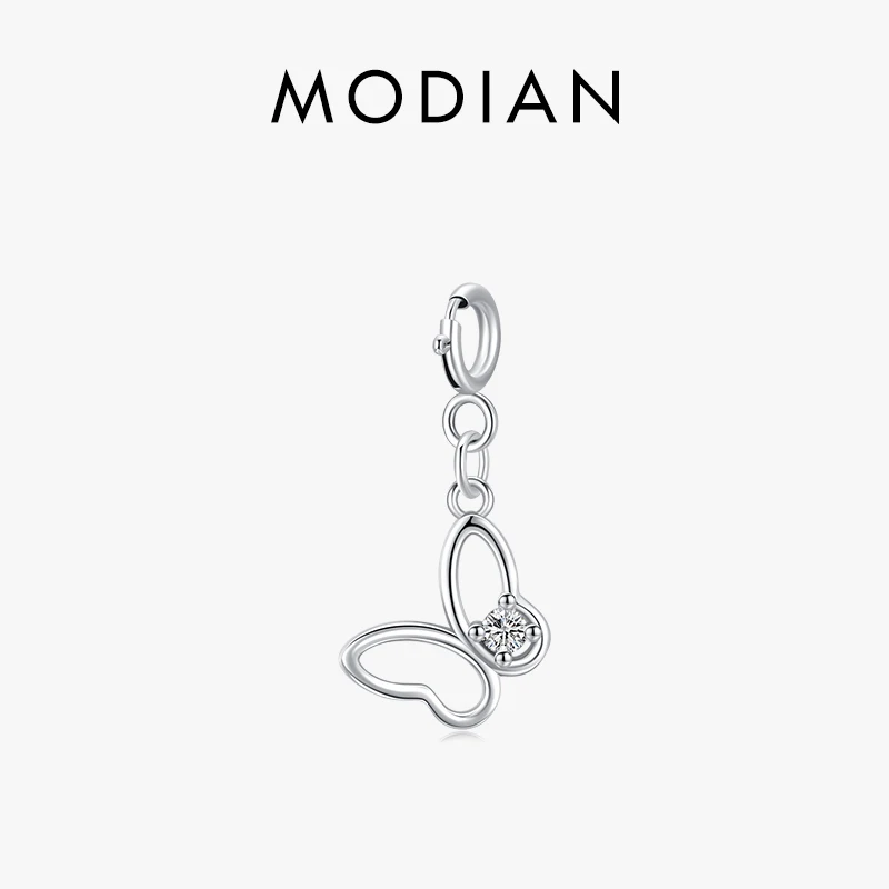 Modian Classic 925 Sterling Silver Fashion Butterfly Charm Pendant Fit for Women Girls DIY Bracelet or Necklace Fine Jewelry