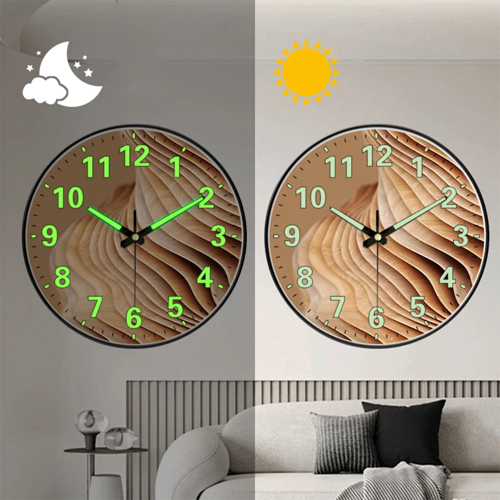 1 Stück Runde Leuchtende Wanduhr Modernes Liniendesign Wohnzimmer Schlafzimmer Quarzuhr Kunststoffrahmen Luxuriöse Einfache Heimdekoration